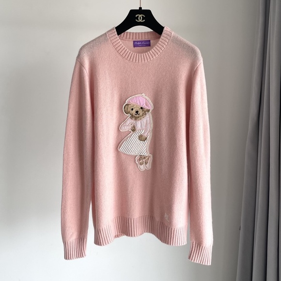 Polo Ralph Lauren Sweaters - Polo by Ralph Lauren Light Pink Sweater with Bear Design